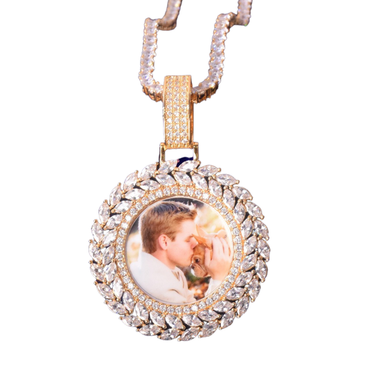 Diamond Baguette Custom Photo Pendant Necklace – Iced Out Hip Hop Jewelry