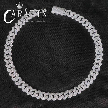 CARÁTIX - 15mm 4 Rows Cuban Chain Necklace White Cz Prong Necklace Cuban Link Chain For Men Valentine's Day Gift for Men & Girls & Boys Mothers' Day Gift #Springtok