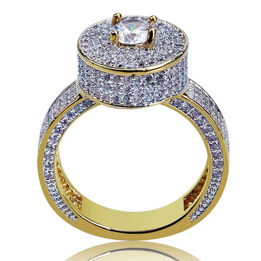 Real 18K Gold Plated Hip Hop Ring | Micro-Pave Zirconia Band | Caratix