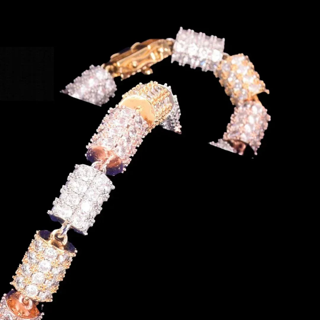 10MM Colorful Cylindrical Iced Out Necklace Chain - CaratixJewelry
