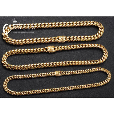 CARÁTIX - 6mm High Polished Golden Color 316L Stainless Steel Curb Cuban Link Chain Necklace Gift For Men Jewelry Valentine's Day Gift for Men & Girls & Boys Mothers' Day Gift #Springtok
