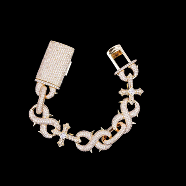18MM Infinity Cross Linked Iced Out Diamond Bracelet - Luxury Hip Hop Jewelry for Men & Women