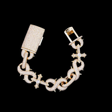 18MM Infinity Cross Linked Iced Out Bracelet - Luxury Hip Hop Jewelry for Men & Women - CaratixJewelry