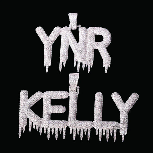 Hanging Iced Letters Personalized Custom Name Necklace Pendant - Luxury Custom Jewelry - CaratixJewelry