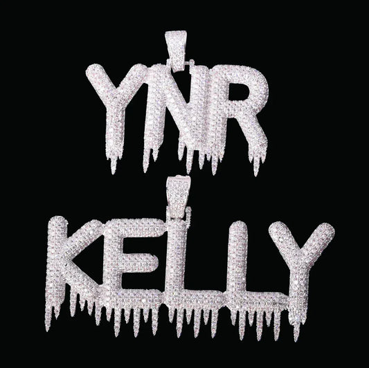 Hanging Iced Letters Personalized Custom Name Necklace Pendant - Luxury Custom Jewelry - CaratixJewelry
