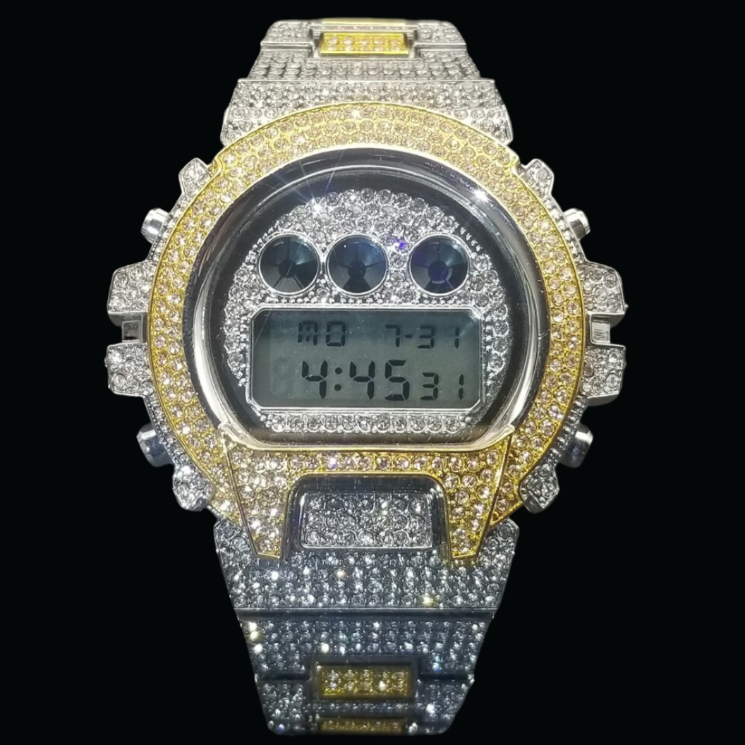 Digital LED Waterproof Chronograph Iced Out Diamond Watch – Luxury Hip Hop Watch for Men