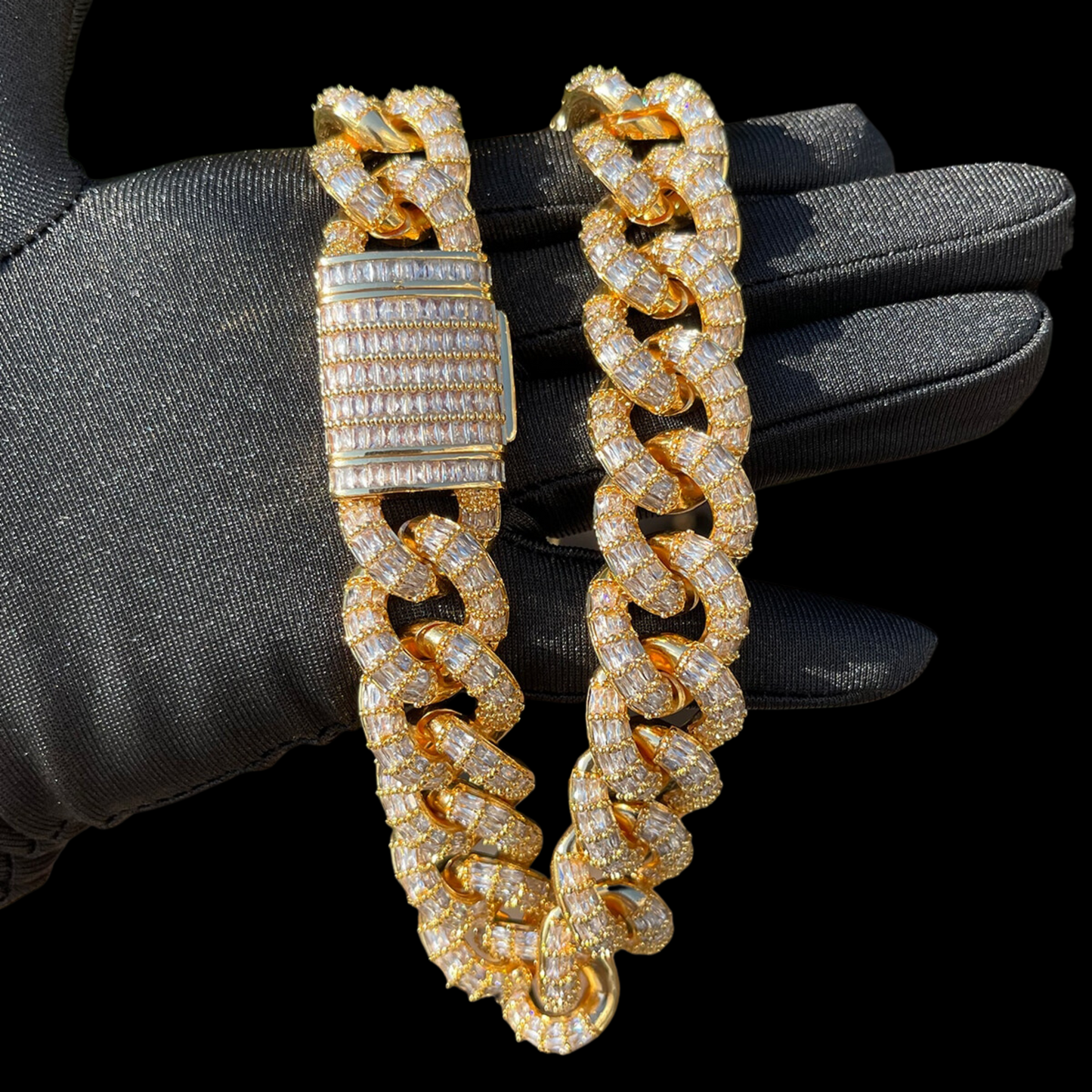 20MM Full Baguette Linked Iced Out Diamond Necklace Chain – Luxury Hip Hop Jewelry for Men & Women