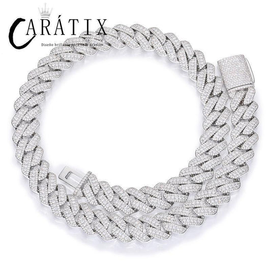 CARÁTIX 3 Row Iced Out Cuban Link Chain Necklace – Gold & Silver CZ Hip Hop Bling Jewelry for Men | Rapper Chain Gift - CaratixJewelry