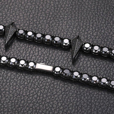 5mm Black Moissanite Tennis Chain with Panther Pendant – S925 Sterling Silver Hip Hop Streetwear Necklace - CaratixJewelry