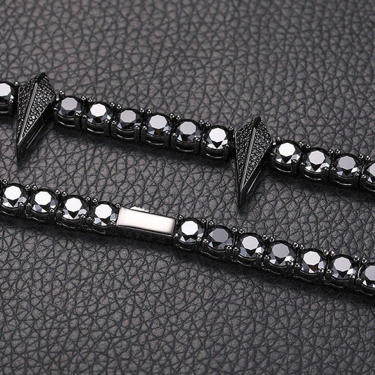 5mm Black Moissanite Tennis Chain with Panther Pendant – S925 Sterling Silver Hip Hop Streetwear Necklace - CaratixJewelry