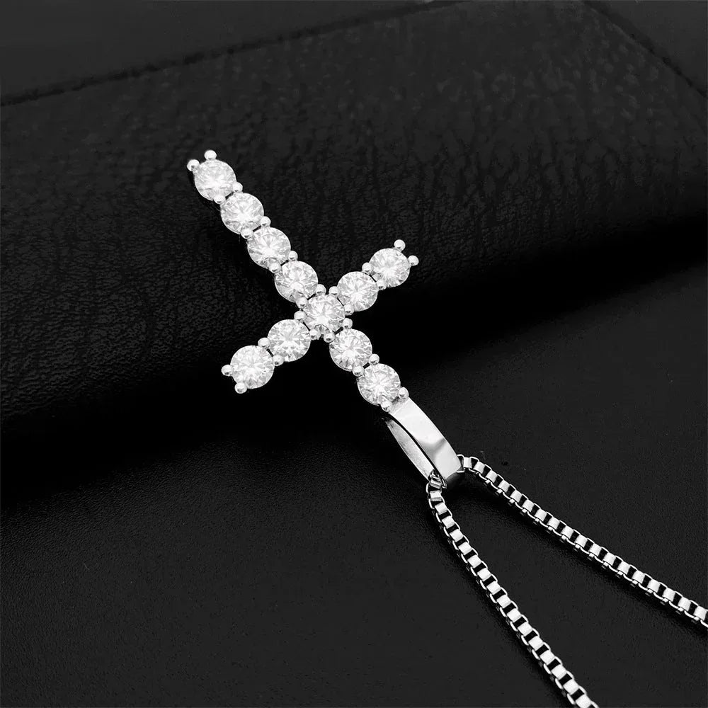 5MM S925 Silver Moissanite Cross Pendant – Hip-Hop Style, Trendy Jewelry - CaratixJewelry