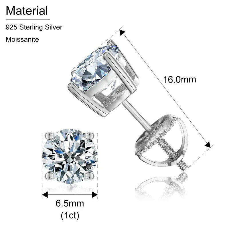 6.5mm 1CT Lab Solid Sterling Silver Hip Hop Earrings - CaratixJewelry