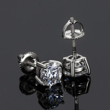 6.5mm 1CT Lab Solid Sterling Silver Hip Hop Earrings - CaratixJewelry