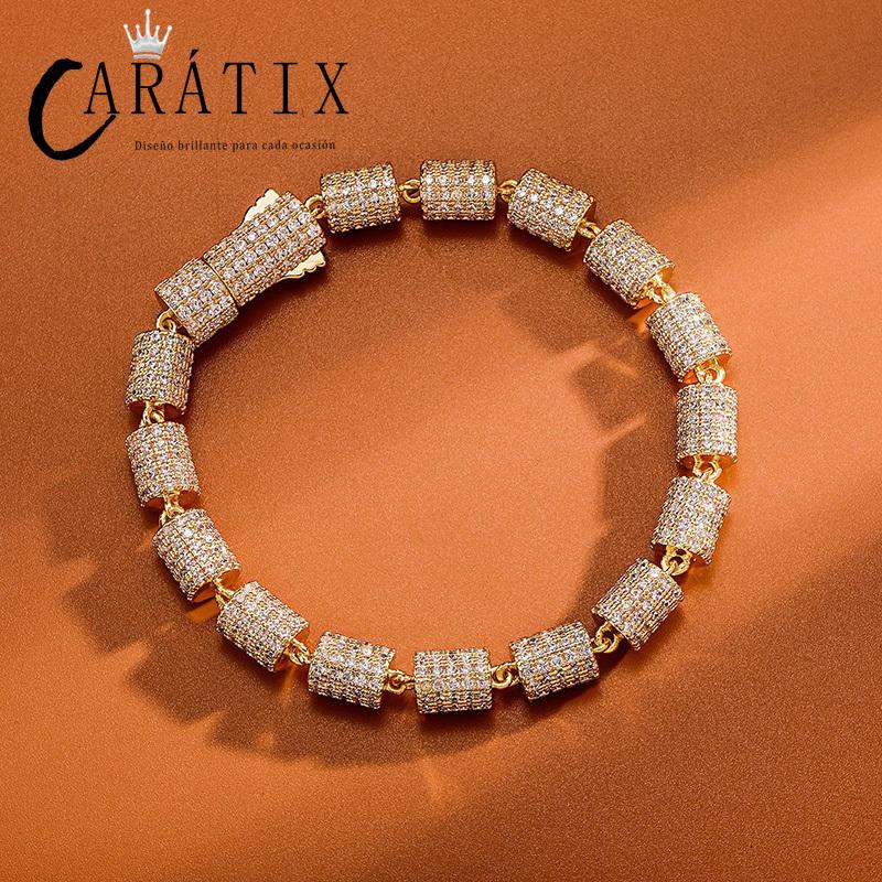 CARÁTIX Bamboo Joint Link Chain Necklace – 3A+ CZ Iced Out Hip Hop Bling Jewelry for Men | Gold & Silver Rapper Gift