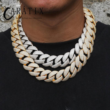CARÁTIX 22mm Iced Out Cuban Link Chain Necklace – 5A+ CZ Heavy Round Hip Hop Bling Jewelry for Men | Rapper Gift