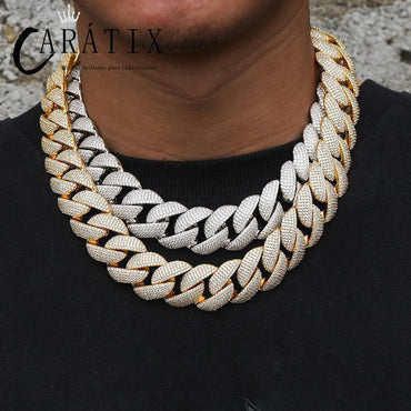 CARÁTIX 22mm Iced Out Cuban Link Chain Necklace – 5A+ CZ Heavy Round Hip Hop Bling Jewelry for Men | Rapper Gift - CaratixJewelry