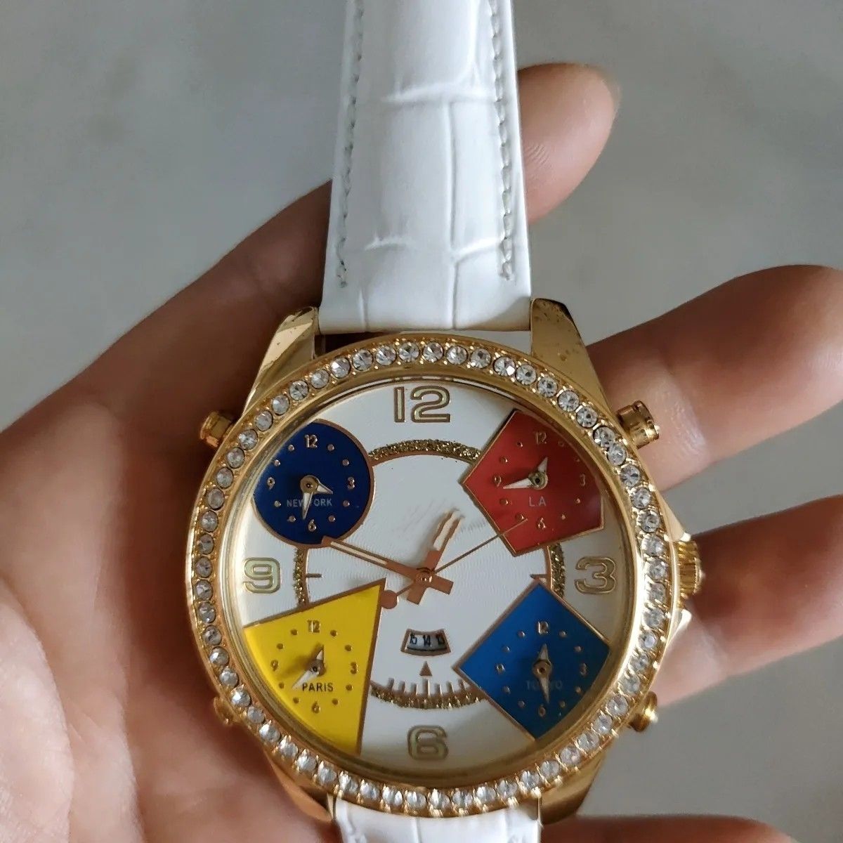 Iced Out Gold Watch Men's Multi-Function Leather | Caratix