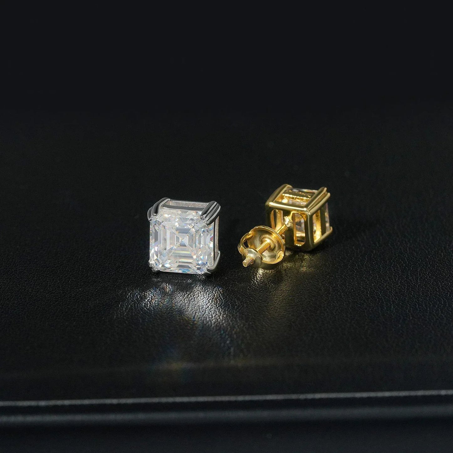 VVS 925 Silver Moissanite Tower Cut Stud Earrings Unisex - CaratixJewelry