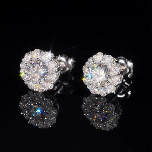 S925 Silver Cross Design Moissanite Hip Hop Hoop Earrings - CaratixJewelry