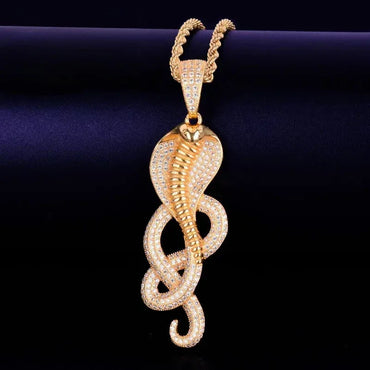 Men's Cobra Snake Necklace | Premium Copper CZ Green Eye Viper Caratix - CaratixJewelry
