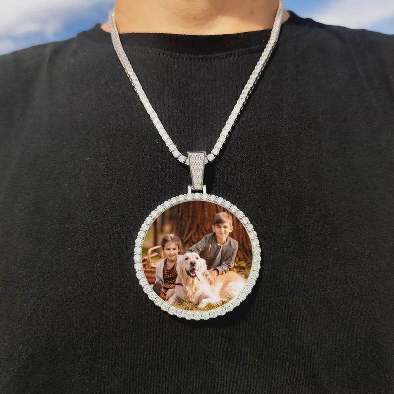 68.5MM 18K Gold Plated Custom Made Photo Bling Big Medallions Necklace Pendant Men Hip Hop Picture Jewelry Gift Free Custom Text - CaratixJewelry