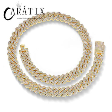 CARÁTIX 14mm Square Cuban Link Chain Necklace – 5A CZ Iced Out Hip Hop Bling Jewelry for Men | Solid Rapper Gift - CaratixJewelry