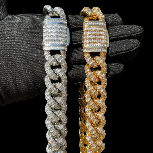 20MM Full Baguette Linked Iced Out Necklace Chain - CaratixJewelry