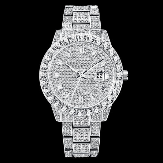 Double Diamond Baguette Numerals Iced Out Diamond Watch – Luxury Hip Hop Timepiece