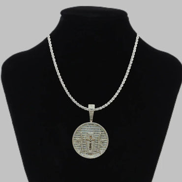 Cross and Guns Badge Iced Out Letter Pendant Necklace – Custom Hip Hop Jewelry for Men - CaratixJewelry