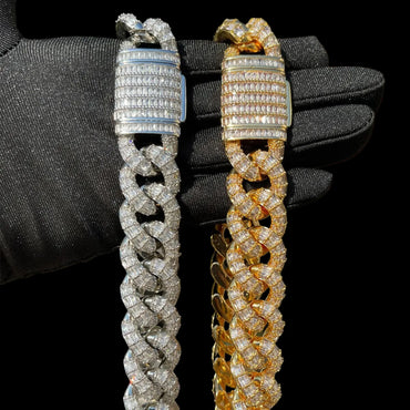 20MM Full Baguette Linked Iced Out Necklace Chain - CaratixJewelry