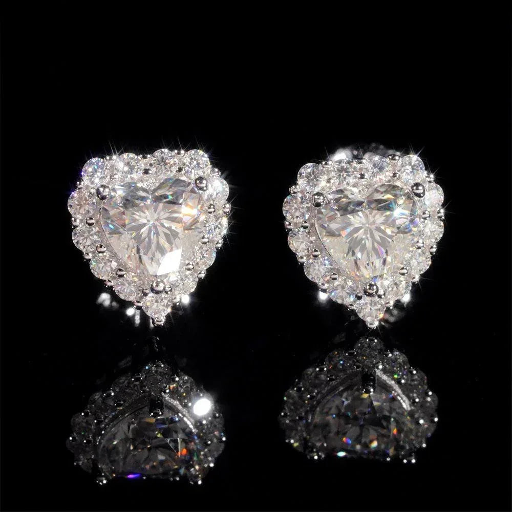S925 Silver Heart Shape 0.50ct Styl Moissanite Stud Earrings - CaratixJewelry