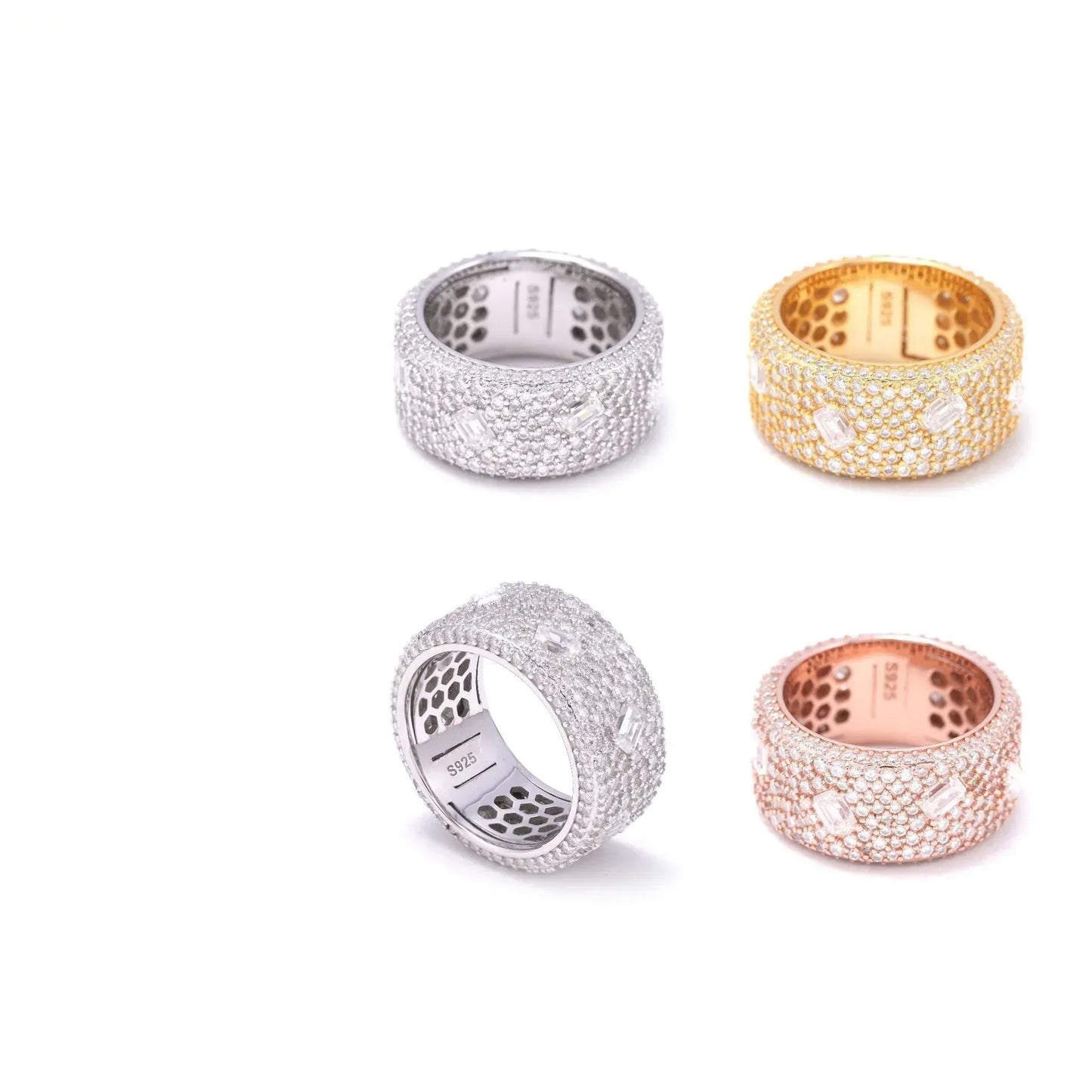 Bold Moissanite Band Ring | S925 Silver Men’s Full Iced Out Hip Hop Jewelry - CaratixJewelry