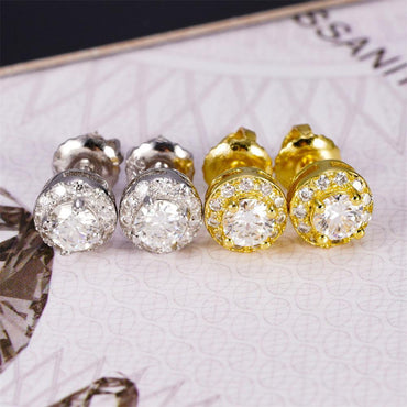 S925 Silver Round Bezel Moissanite Stud Earrings - CaratixJewelry