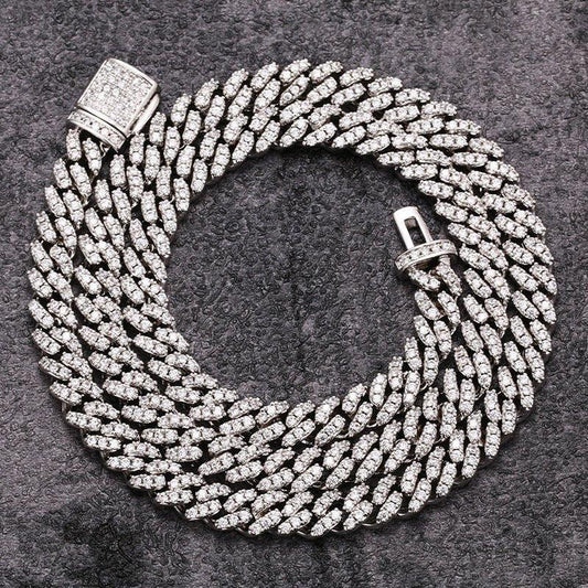 6mm Moissanite Cuban Link Chain – S925 Sterling Silver High-Quality Iced-Out Hip Hop Streetwear Necklace - CaratixJewelry