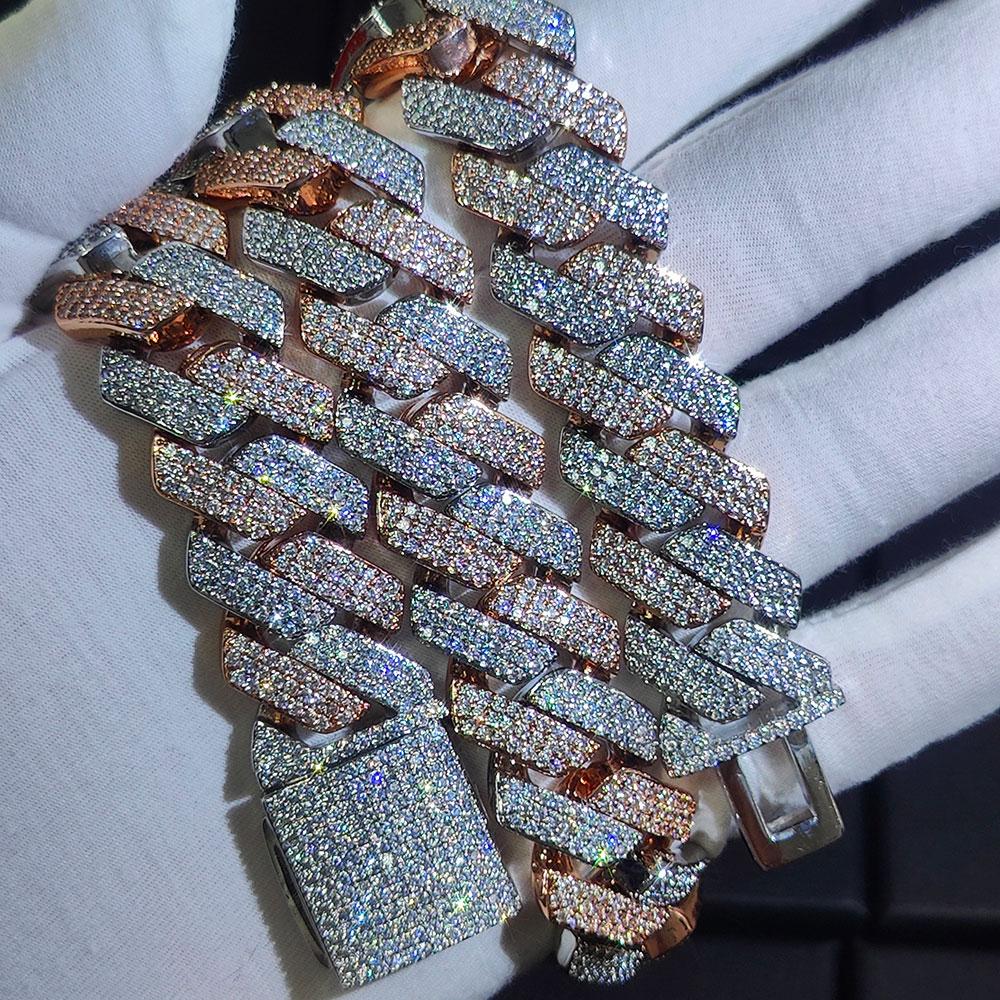 CARÁTIX - 20mm 3 Rows Cuban Chain Necklace Golden Silver Two Color Iced Out CZ Thick Cuban Link Chain Miami Hip Hop Jewelry Valentine's Day Gift for Men & Girls & Boys Mothers' Day Gift #Springtok