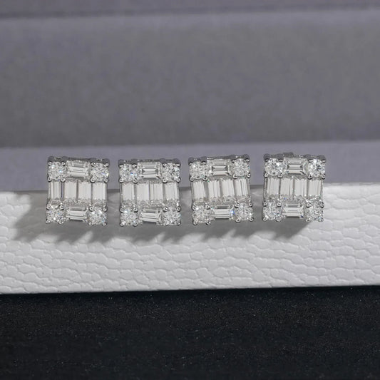 S925 Silver Moissanite Inspired Square Stud Earrings - CaratixJewelry