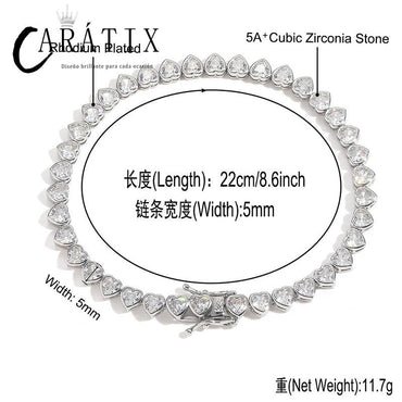 CARÁTIX - Hip Hop Bing Iced Out Heart Shape CZ Stone Tennis Link Chain Chokers Necklaces for Men Women Unisex Lovers Rapper Jewelry Gift Valentine's Day Gift for Men & Girls & Boys Mothers' Day Gift #Springtok