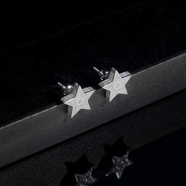 S925 Silver Star Shape Moissanite Hoop Stud Earrings Minimal Style - CaratixJewelry