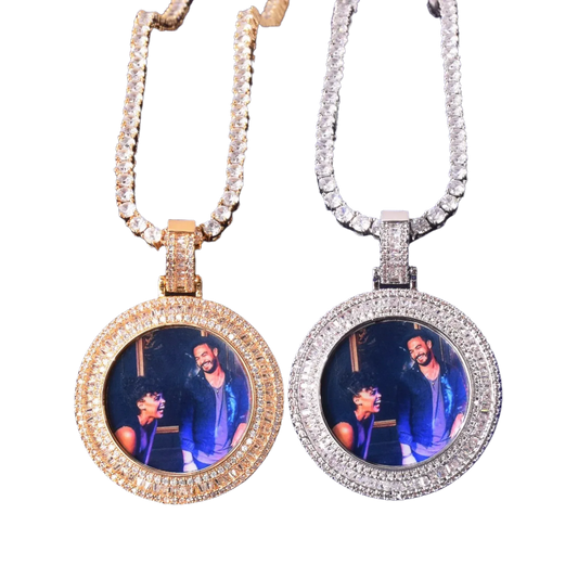 Baguette Cut Tennis-Style Custom Photo Pendant Necklace – Iced Out Hip Hop Jewelry - CaratixJewelry