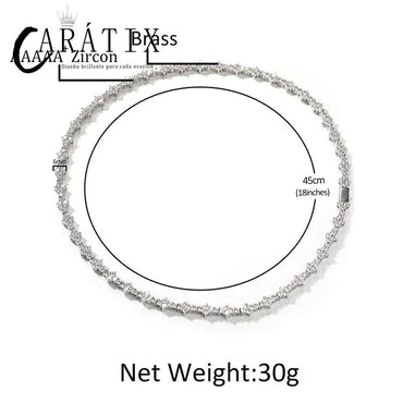 CARÁTIX 7-22" Plum Blossom Tennis Link Chain Choker Necklace – Iced Out Hip Hop Jewelry for Men & Women - CaratixJewelry