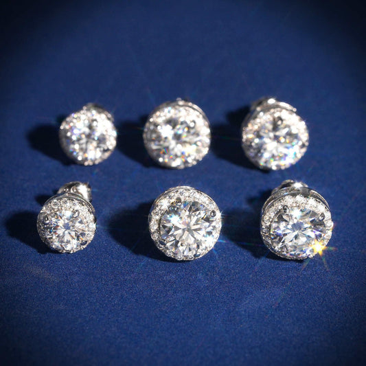 S925 Silver Round Bezel Moissanite Stud Earrings - CaratixJewelry