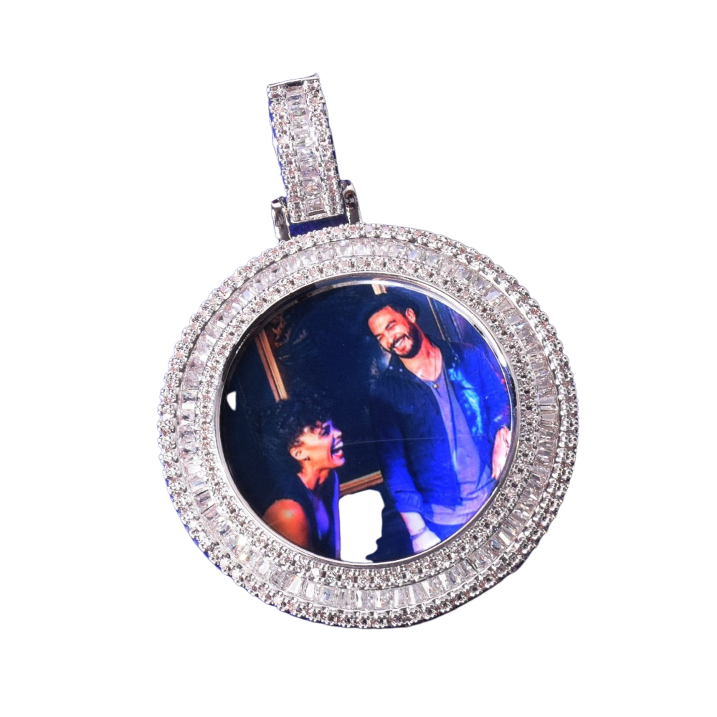 Baguette Cut Tennis-Style Custom Photo Pendant Necklace – Iced Out Hip Hop Jewelry