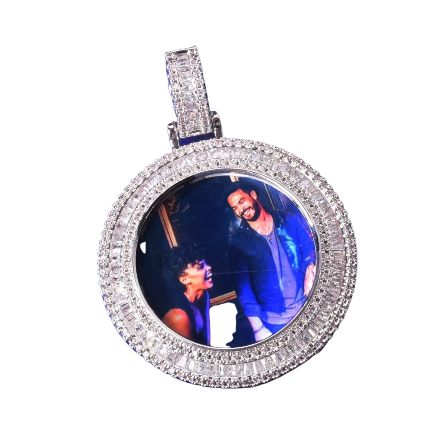 Baguette Cut Tennis-Style Custom Photo Pendant Necklace – Iced Out Hip Hop Jewelry - CaratixJewelry