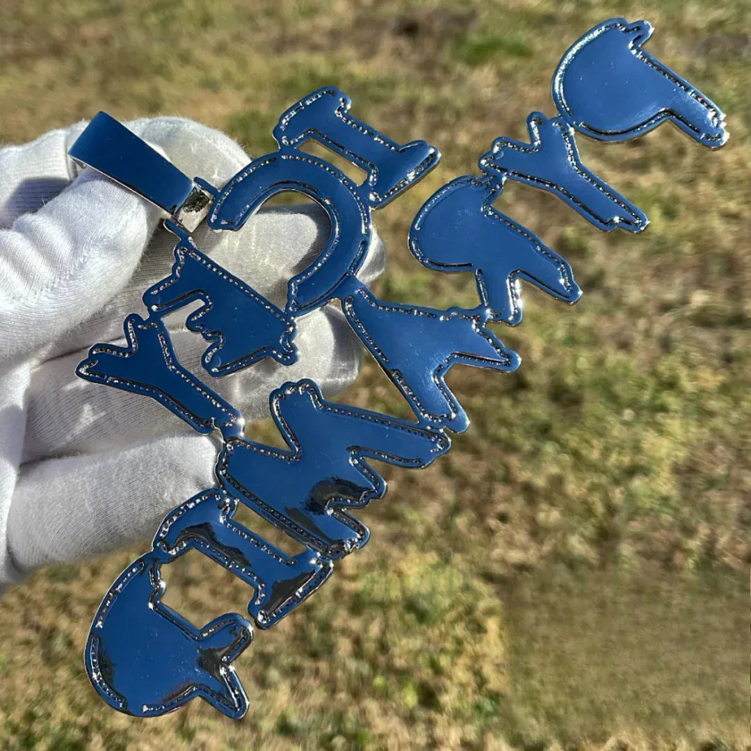 White Gold Edition Crown Bail Rapper Iced Out Personalized Custom Name Necklace Pendant - Luxury Custom Jewelry - CaratixJewelry