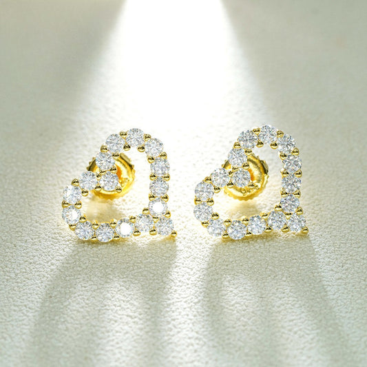 S925 Sterling Silver Heart-Shaped Moissanite Studs | D Color VVS1 Diamond Tester Proven | Caratix