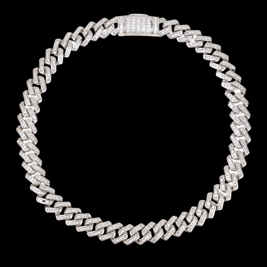 11MM Fully Baguette Link Iced Out Diamond Necklace Chain – Luxury Hip Hop Jewelry for Men & Women