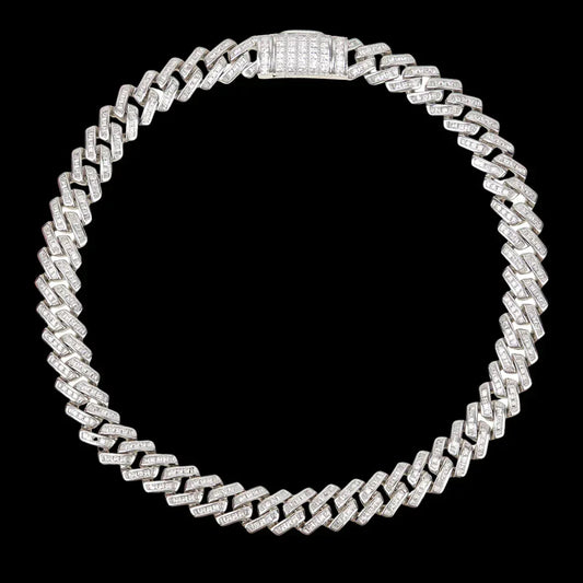 11MM Fully Baguette Link Iced Out Necklace Chain - CaratixJewelry