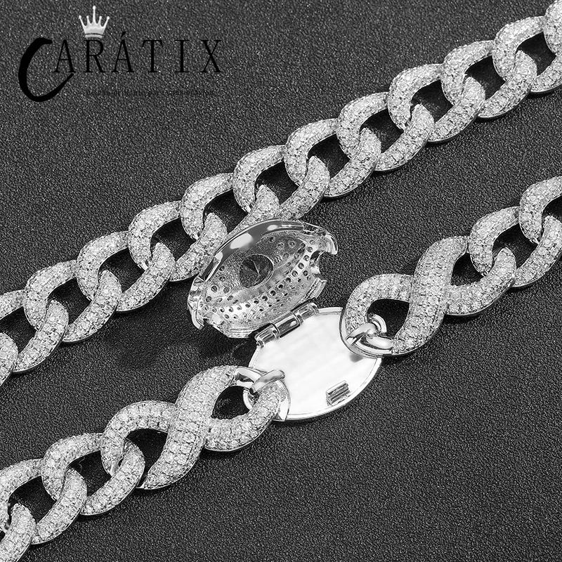 CARÁTIX - Hip Hop 5A+ CZ Stone Bling Iced Out Eye Cuban Infinity Link Chain Bracelet for Women Men Unisex Rapper Jewlery Valentine's Day Gift for Men & Girls & Boys Mothers' Day Gift #Springtok