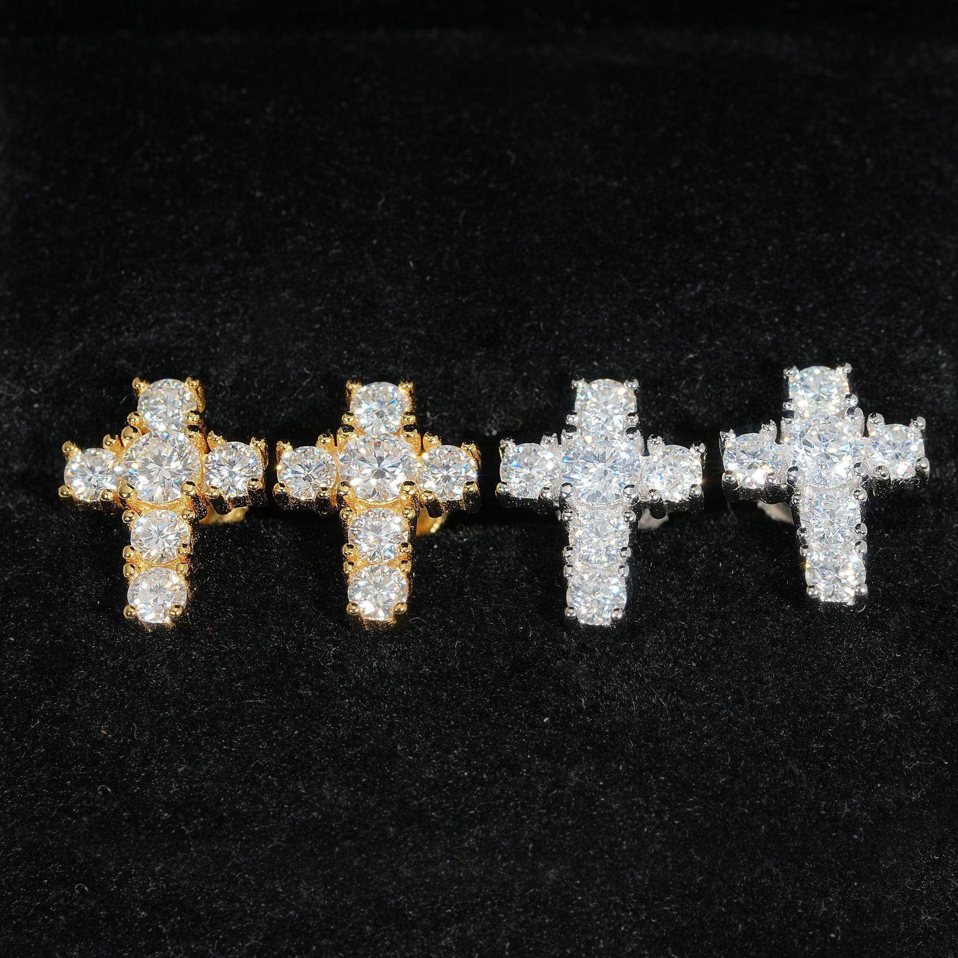 S925 Silver DF Color Moissanite Cross Earrings - CaratixJewelry