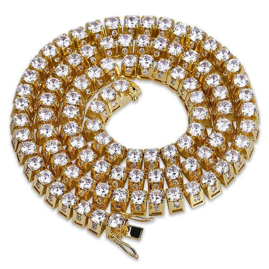 CARÁTIX - 10mm Hip Hop Bling Iced Out 1 Row CZ Stone Tennis Chain Necklace Golden Color Cubic Zirconia Chokers Necklaces for Men Jewelry Valentine's Day Gift for Men & Girls & Boys Mothers' Day Gift #Springtok